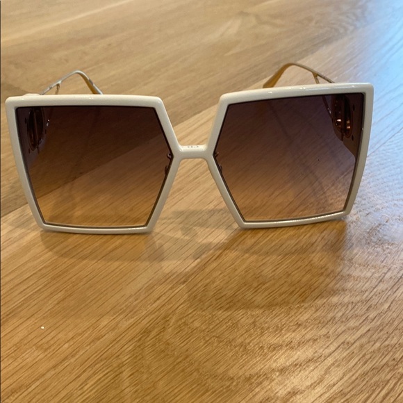 Dior White and Brown Geometric Sunglasses
